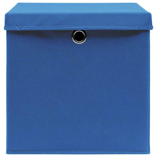 Vidaxl opbergboxen met deksel 4 st 32x32x32 cm stof blauw