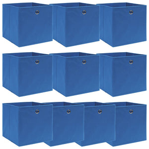 Vidaxl opbergboxen 10 st 32x32x32 cm stof blauw