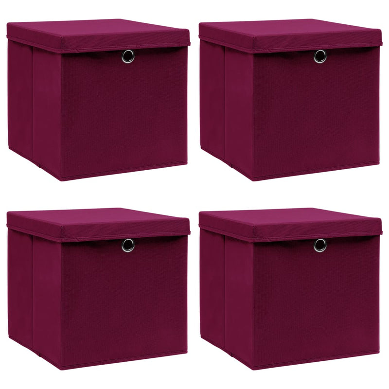 Load image into Gallery viewer, Vidaxl opbergboxen met deksel 4 st 32x32x32 cm stof donkerrood

