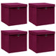 Vidaxl opbergboxen met deksel 4 st 32x32x32 cm stof donkerrood