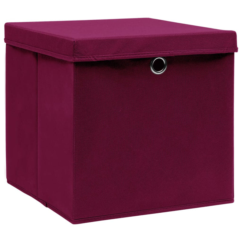 Load image into Gallery viewer, Vidaxl opbergboxen met deksel 4 st 32x32x32 cm stof donkerrood
