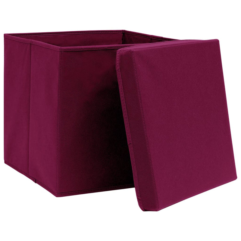 Load image into Gallery viewer, Vidaxl opbergboxen met deksel 4 st 32x32x32 cm stof donkerrood
