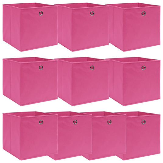 Vidaxl opbergboxen 10 st 32x32x32 cm stof roze