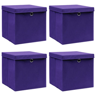 Vidaxl opbergboxen met deksel 4 st 32x32x32 cm stof paars