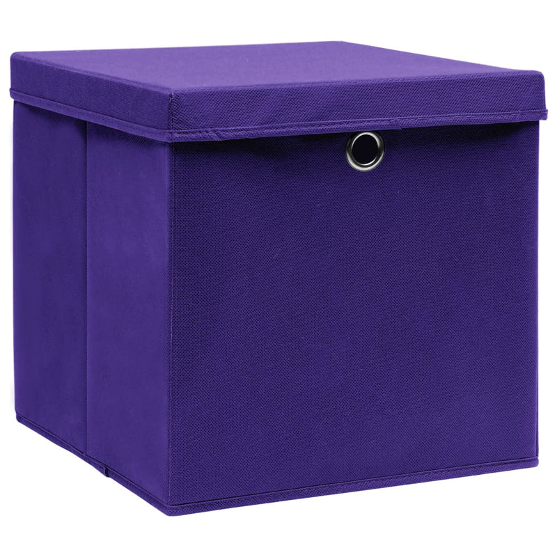 Load image into Gallery viewer, Vidaxl opbergboxen met deksel 4 st 32x32x32 cm stof paars
