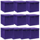 Vidaxl opbergboxen met deksel 10 st 32x32x32 cm stof paars