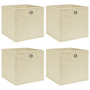 Vidaxl opbergboxen 4 st 32x32x32 cm stof crèmekleurig