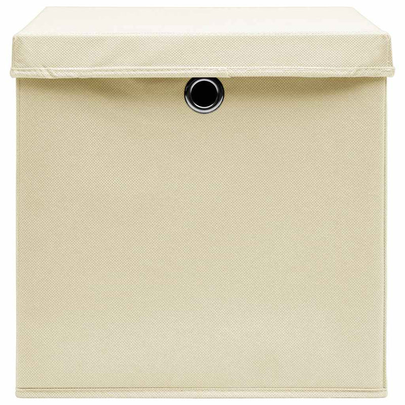 Load image into Gallery viewer, Vidaxl opbergboxen met deksel 10 st 32x32x32 cm stof crèmekleurig
