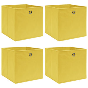 Vidaxl opbergboxen 4 st 32x32x32 cm stof geel
