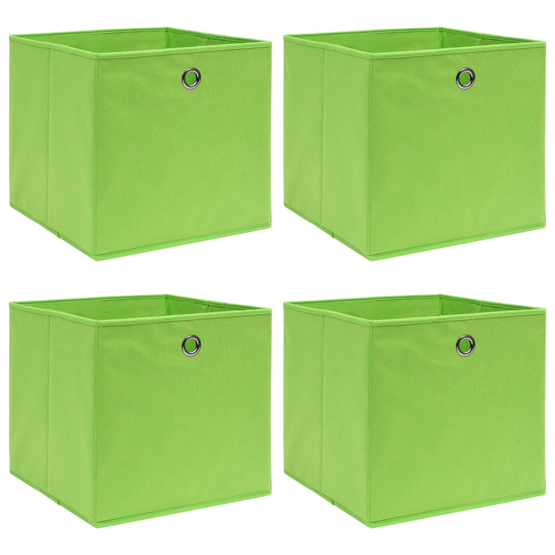 Afbeelding laden in galerijviewer, Vidaxl opbergboxen 4 st 32x32x32 cm stof groen
