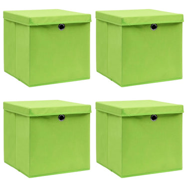 Vidaxl opbergboxen met deksel 4 st 32x32x32 cm stof groen