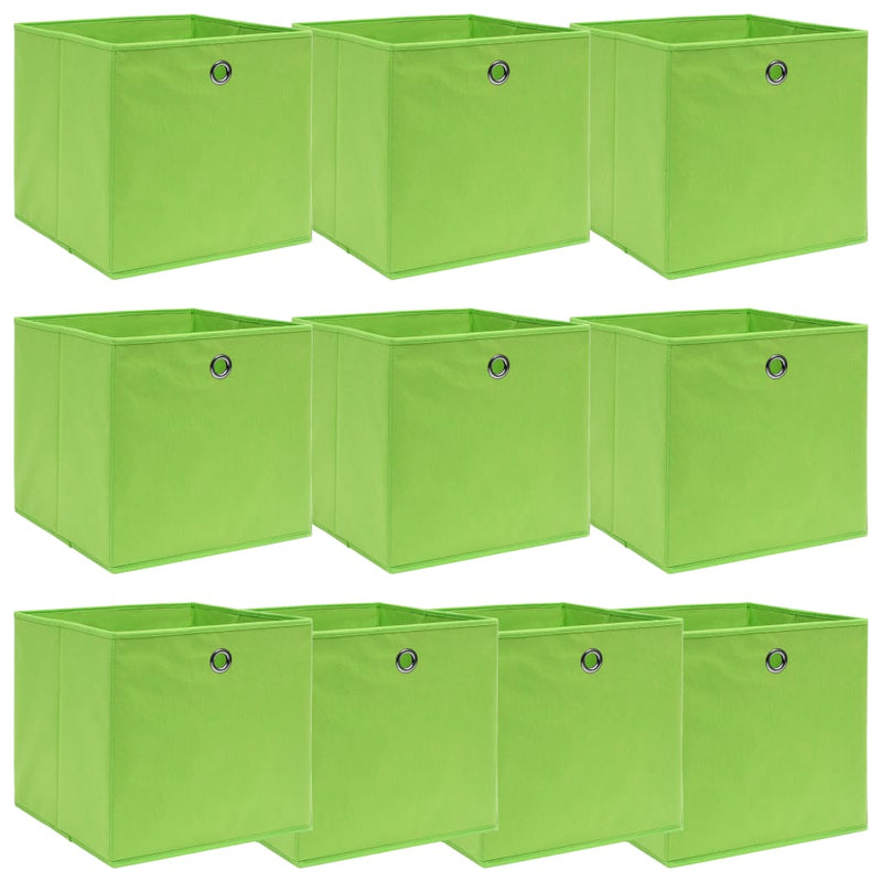 Load image into Gallery viewer, Vidaxl opbergboxen 10 st 32x32x32 cm stof groen
