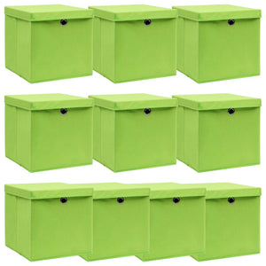 Vidaxl opbergboxen met deksel 10 st 32x32x32 cm stof paars