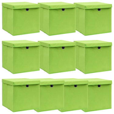 Vidaxl opbergboxen met deksel 10 st 32x32x32 cm stof paars