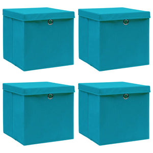 Vidaxl opbergboxen met deksel 4 st 32x32x32 cm stof babyblauw
