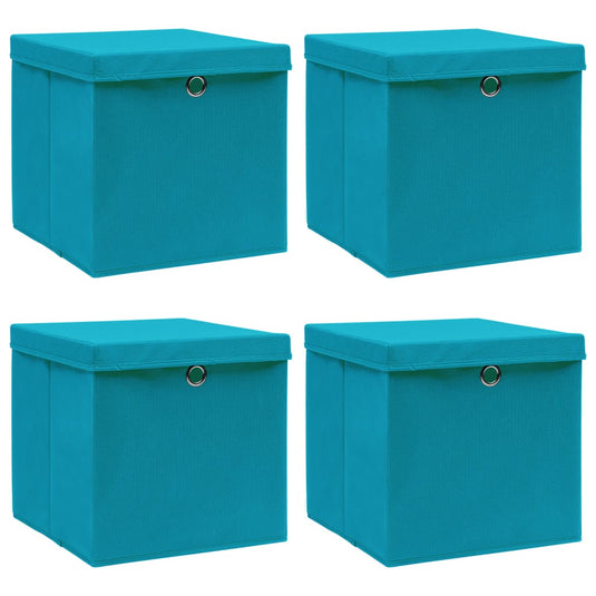 Vidaxl opbergboxen met deksel 4 st 32x32x32 cm stof babyblauw