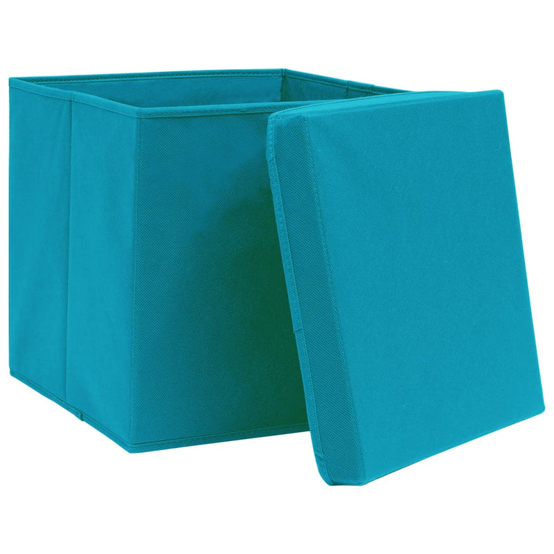 Load image into Gallery viewer, Vidaxl opbergboxen met deksel 4 st 32x32x32 cm stof babyblauw
