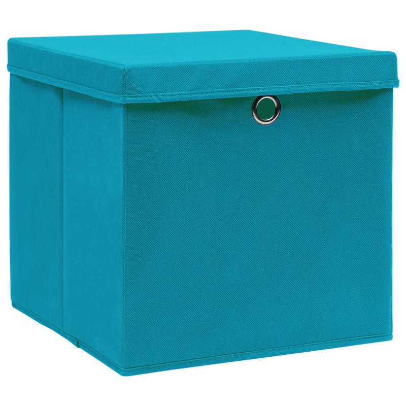 Load image into Gallery viewer, Vidaxl opbergboxen met deksel 10 st 32x32x32 cm stof babyblauw
