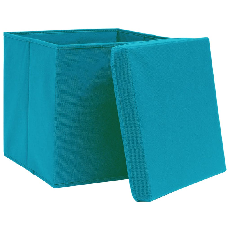 Load image into Gallery viewer, Vidaxl opbergboxen met deksel 10 st 32x32x32 cm stof babyblauw
