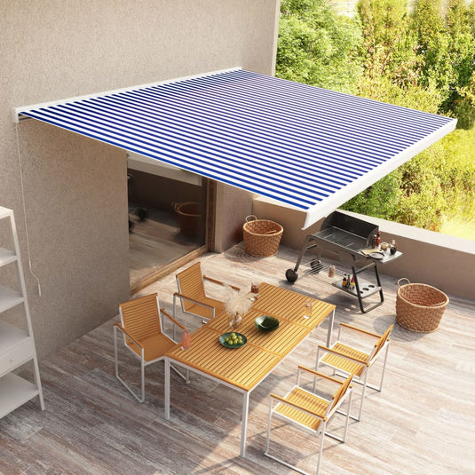 VidaXL Luifel handmatig 500x300 cm blauw en wit