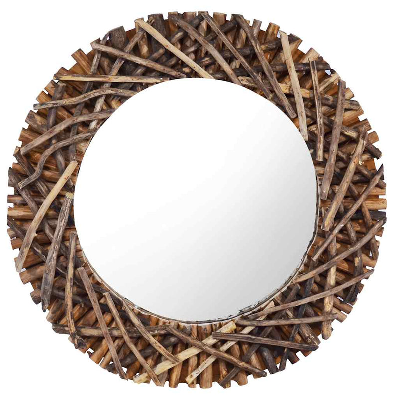 Load image into Gallery viewer, Vidaxl wandspiegel rond 60 cm teakhout
