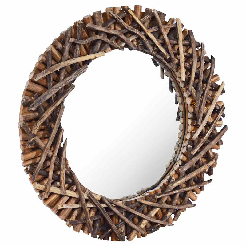 Load image into Gallery viewer, Vidaxl wandspiegel rond 60 cm teakhout
