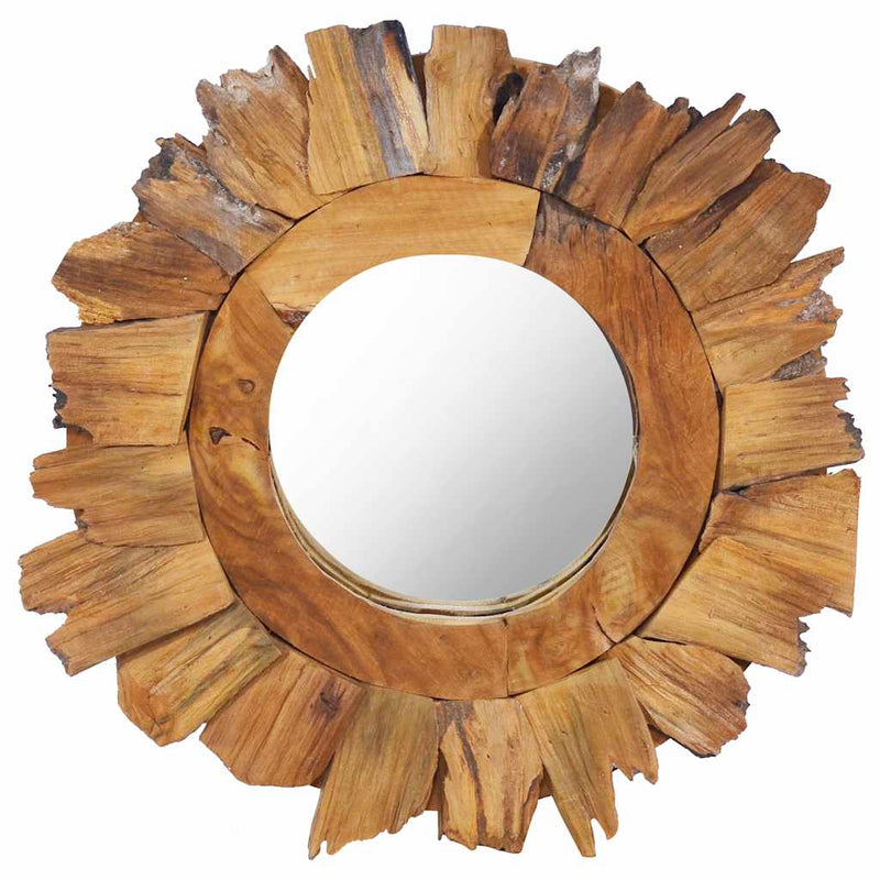 Afbeelding laden in galerijviewer, Vidaxl wandspiegel rond 40 cm teakhout
