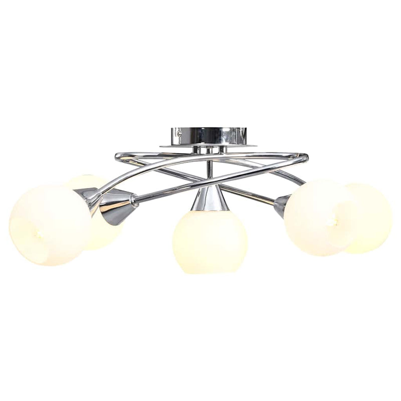 Load image into Gallery viewer, Vidaxl plafondlamp met keramieken bolvormige kappen voor 5xe14 wit
