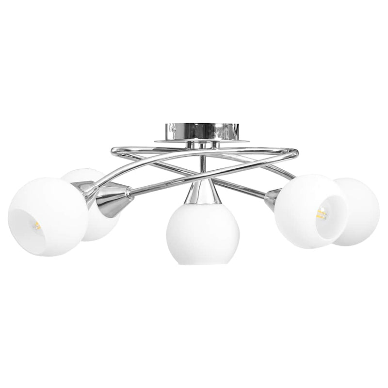 Load image into Gallery viewer, Vidaxl plafondlamp met keramieken bolvormige kappen voor 5xe14 wit
