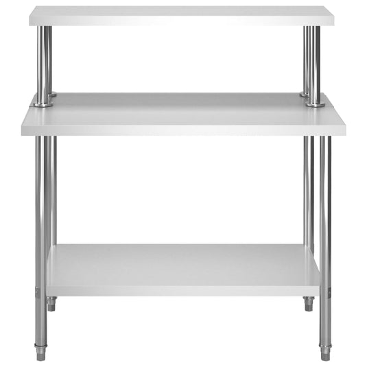 Vidaxl keukenwerktafel met bovenschap 120x60x120 cm roestvrij staal
