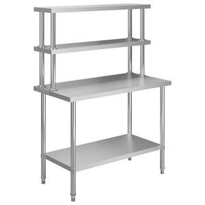Vidaxl keukenwerktafel met bovenschap 120x60x150 cm roestvrij staal