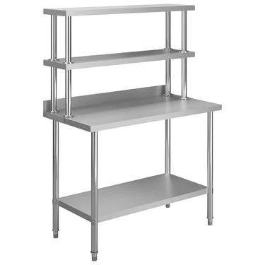 Vidaxl keukenwerktafel met bovenschap 120x60x150 cm roestvrij staal
