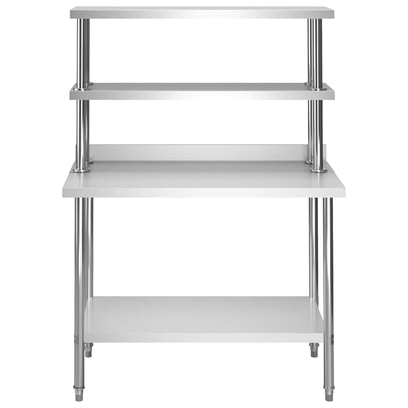 Load image into Gallery viewer, Vidaxl keukenwerktafel met bovenschap 120x60x150 cm roestvrij staal
