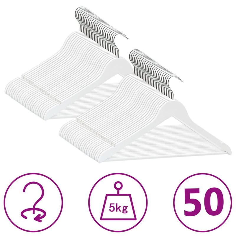 Load image into Gallery viewer, Vidaxl 50-delige kledinghangerset anti-slip hardhout wit
