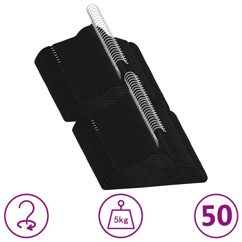 Load image into Gallery viewer, Vidaxl 50-delige kledinghangerset anti-slip fluweel zwart
