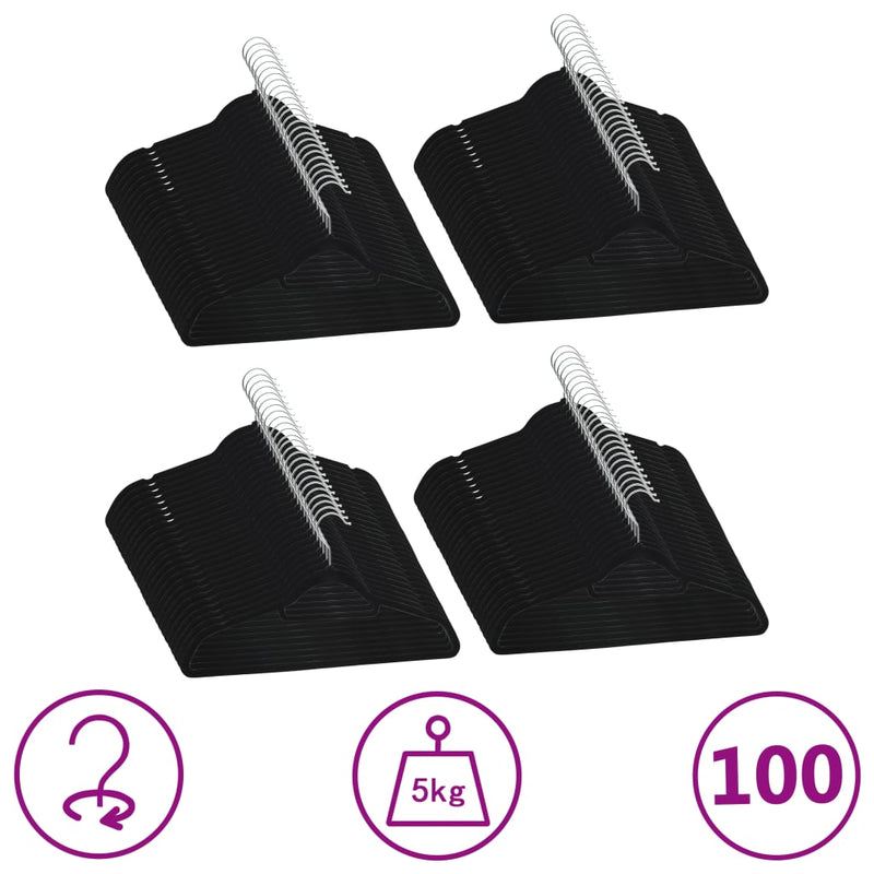 Load image into Gallery viewer, Vidaxl 100-delige kledinghangerset anti-slip fluweel zwart
