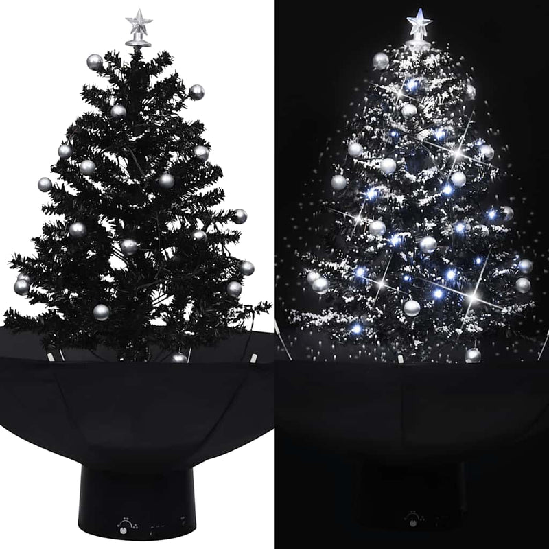 Load image into Gallery viewer, Vidaxl kerstboom sneeuwend met paraplubasis 75 cm pvc zwart
