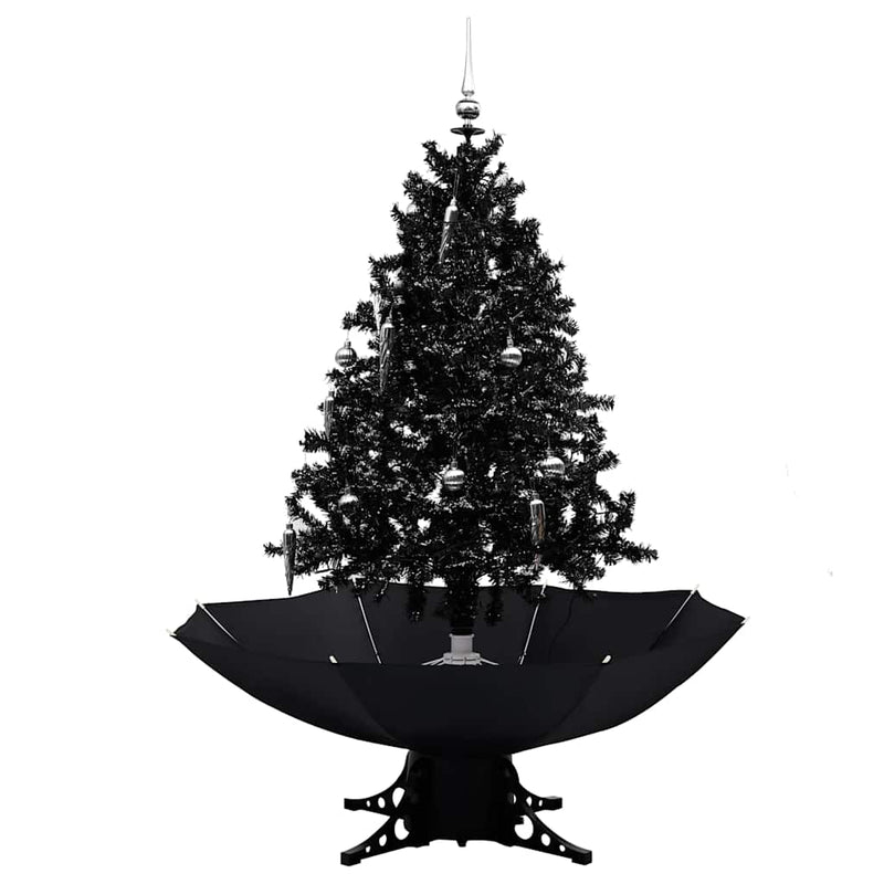 Load image into Gallery viewer, Vidaxl kerstboom sneeuwend met paraplubasis 140 cm pvc zwart
