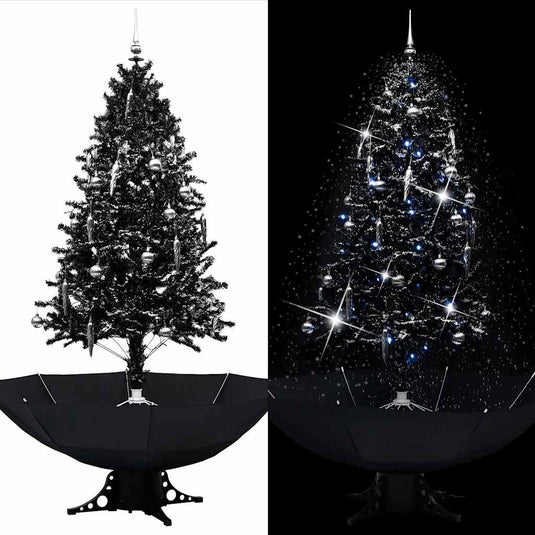 Vidaxl kerstboom sneeuwend met paraplubasis 190 cm pvc zwart