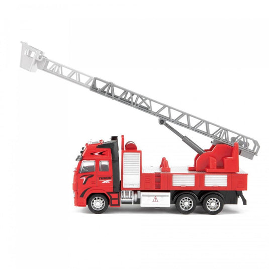 Metal brandweerwagen 1:38 rood 12cm