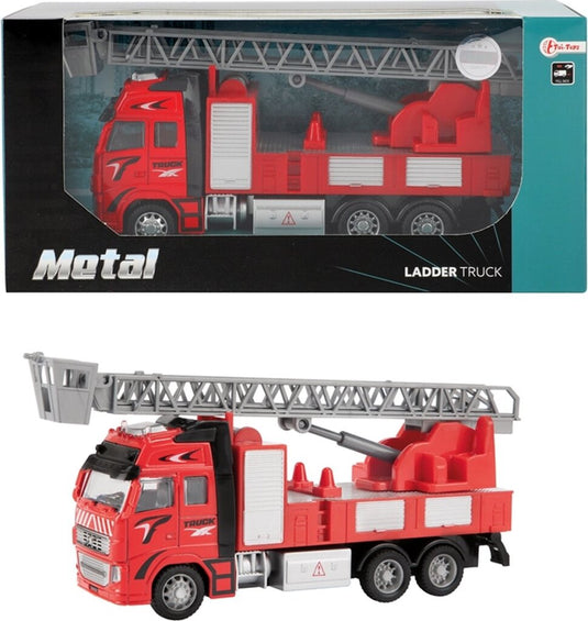 Metal brandweerwagen 1:38 rood 12cm