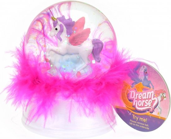 Load image into Gallery viewer, Dream horse sneeuwbol eenhoorn met veren en licht
