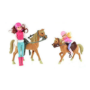 Horses paardrijden speelset 2 poppen + paarden