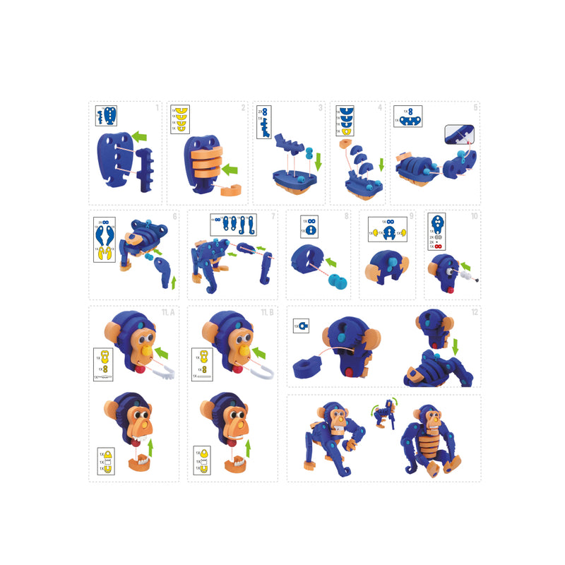 Load image into Gallery viewer, Toi-toys knutselpuzzel aap junior 25,8 cm blauw 59-delig
