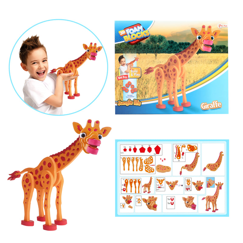 Load image into Gallery viewer, Toi-toys 3d puzzel giraffe junior 31,5 cm foam oranje 104-delig
