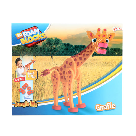 Toi-toys 3d puzzel giraffe junior 31,5 cm foam oranje 104-delig