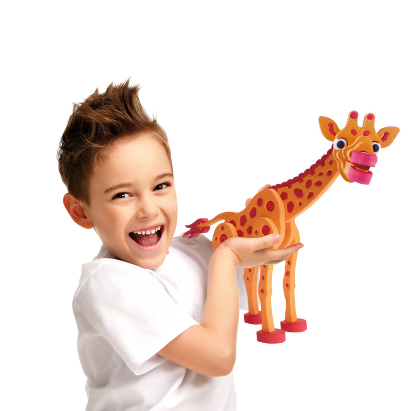 Load image into Gallery viewer, Toi-toys 3d puzzel giraffe junior 31,5 cm foam oranje 104-delig
