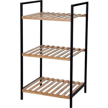 Excellent houseware handdoekenrek 3 etages 38x32x70 cm bamboe metaal zwart