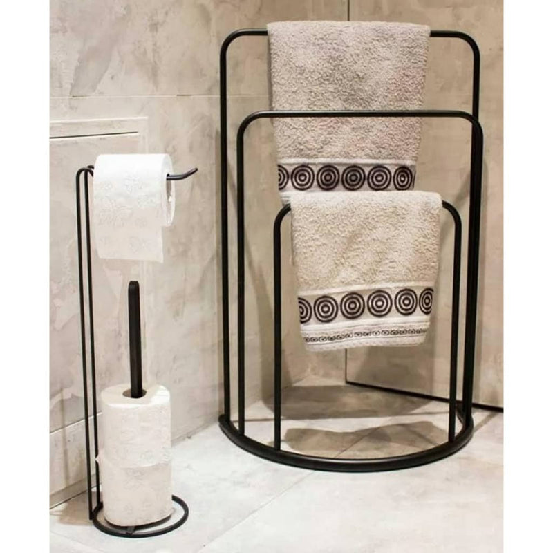 Load image into Gallery viewer, Bathroom Solutions Bathroom Solutions Handdoekenrek staand 49,5x75 cm metaal zwart
