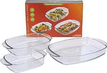 Excellent houseware ovenschaal set glas 3 stuks